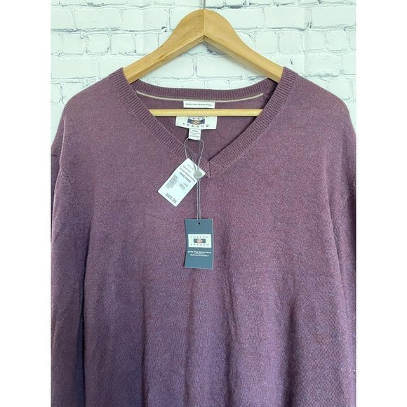 JOSEPH ABBOUD. BRAND NEW! Burgundy V-Neck Sweater. Extra Fine Merino Wool. XXL - Picture 3 of 6